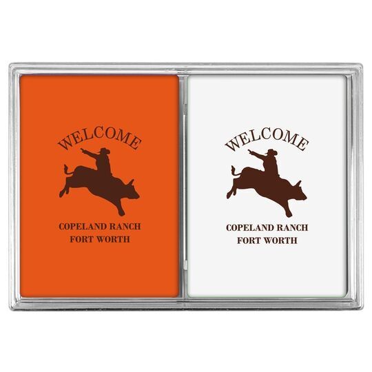 Bull Rider Silhouette Double Deck Playing Cards